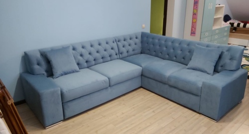 Перетяжка углового дивана на дому.  Волоколамская